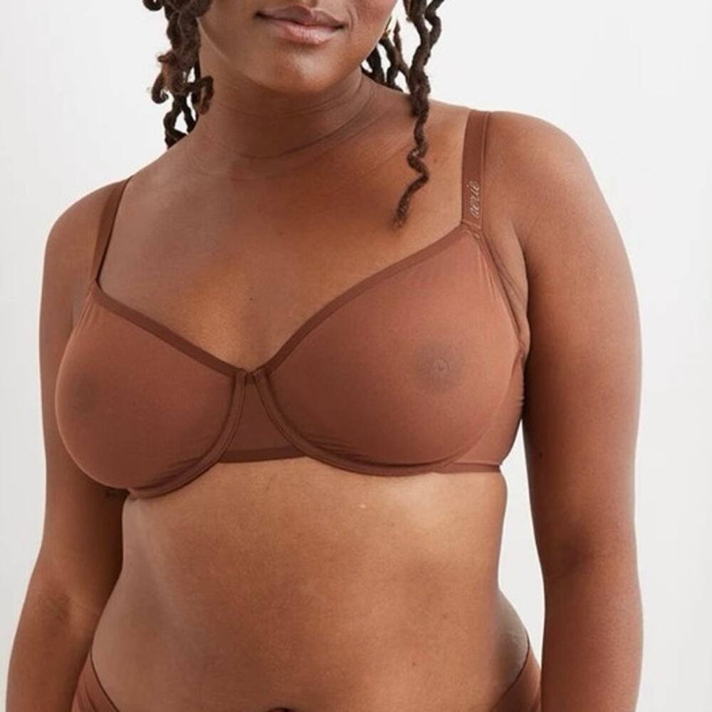NWT Aerie SMOOTHEZ Mesh Unlined Bra Universe Brown Size 36D - Picture 3 of 8